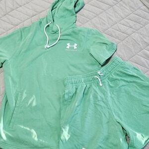 Under Armour Green Hoodie and Shorts Set